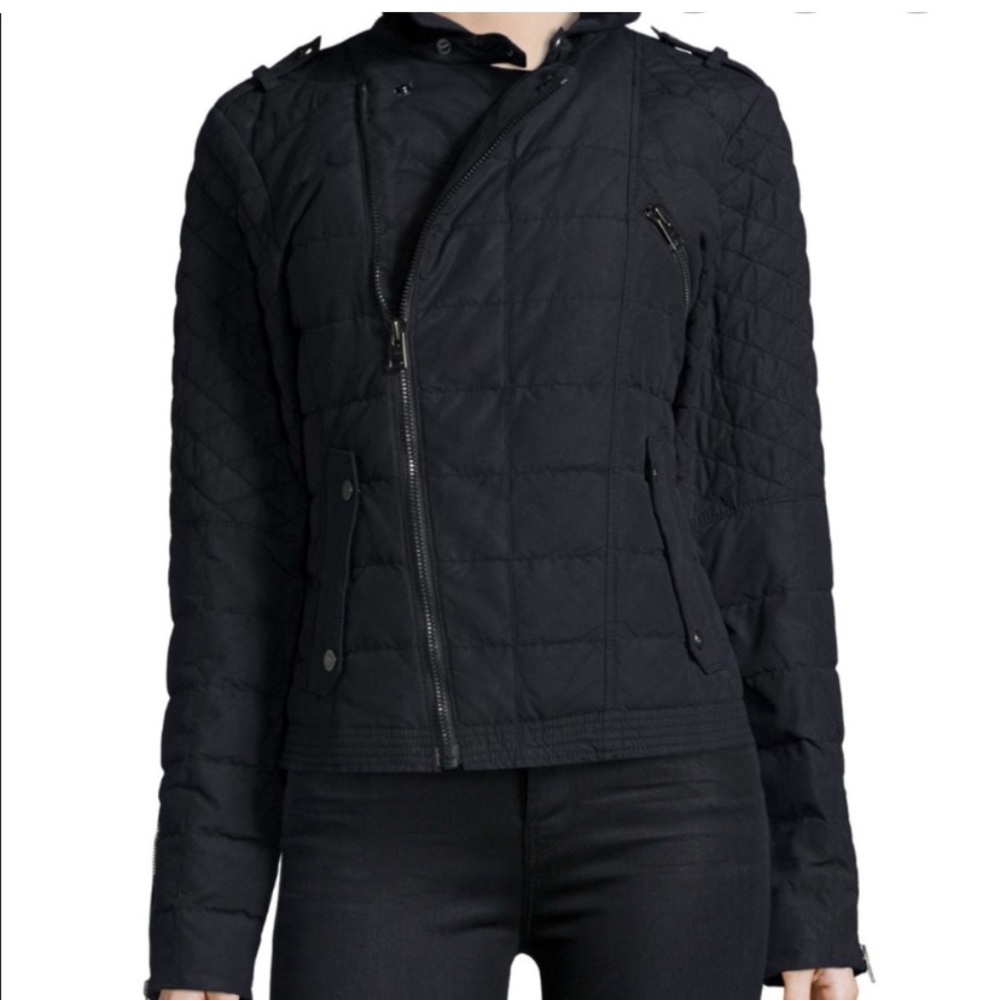 Sorel Black Conquest Carly Fitted Moto Down Jacket